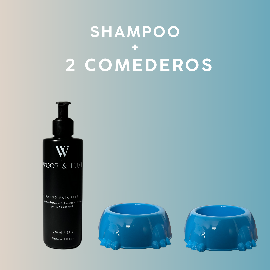 KIT CONSENTIDOS: SHAMPOO + 2 COMEDEROS